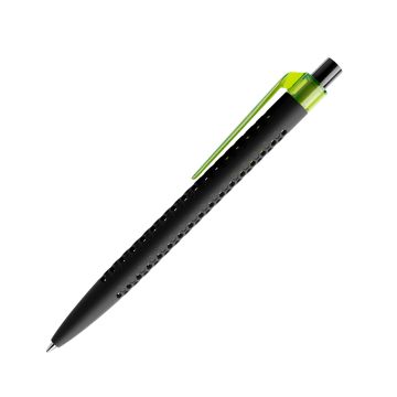 Prodir QS40 PRT Soft Touch Push Kugelschreiber schwarz mit Clip Flat transparent