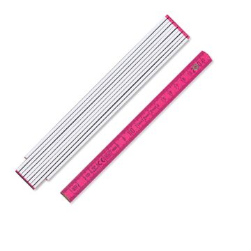 Zollstock mit weißer Hochseite und pinken Gliedern