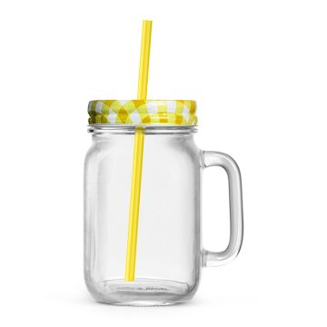 Mason Jar Breeze 48 cl mit Strohhalm gelb