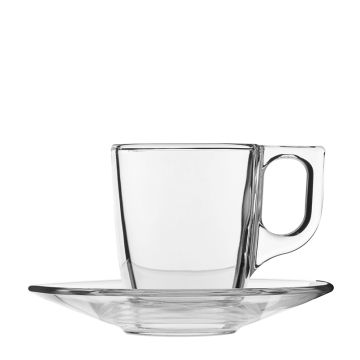 Glastasse Venlo 9 cl mit Untersetzter