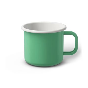 Emaille Tasse 8 cm helltürkis, weißer Rand, Innenfarbe weiß, (Klassiker)