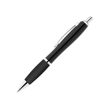Curvo Metallkugelschreiber chrome mit Softgripgriffzone schwarz