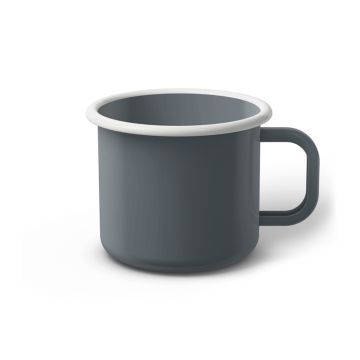Emaille Tasse 8 cm grau, weißer Rand, Innenfarbe grau, (Klassiker)