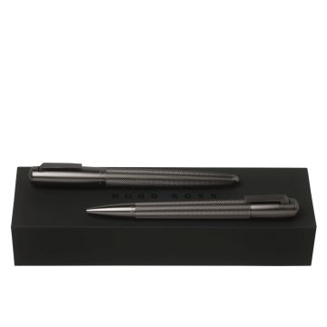 HUGO BOSS Set Pure Matte Dark Chrome (kugelschreiber & tintenroller)