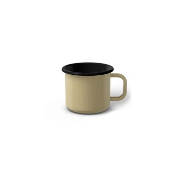 Emaille Tasse 5 cm beige, schwarzer Rand, Innenfarbe schwarz, (Espressotasse)