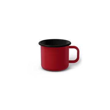 Emaille Tasse 5 cm dunkelrot, schwarzer Rand, Innenfarbe schwarz, (Espressotasse)