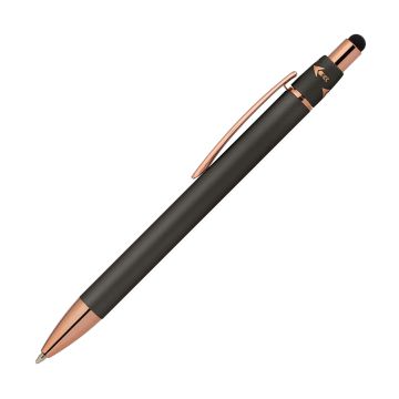 Alina Soft Touch Metalllkugelschreiber mit Spinner und Stylus Rosegold anthrazit