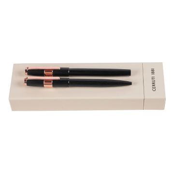 Cerruti 1881 Set Block Brushed Black (kugelschreiber & tintenroller)