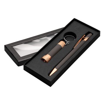 Alpha Soft Touch mit Davis LED-Taschenlampe roségold Geschenkset dark_grey