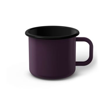Emaille Tasse 8 cm dunkelviolett, schwarzer Rand, Innenfarbe schwarz, (Klassiker)