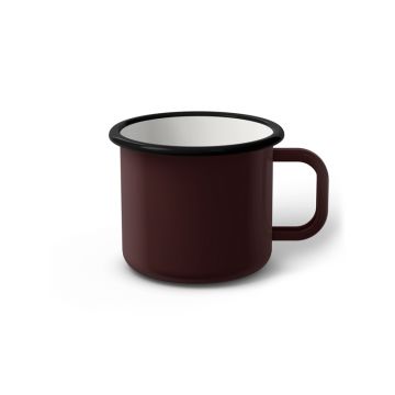 Emaille Tasse 7 cm dunkelbraun, schwarzer Rand, Innenfarbe weiß, (Cappuccinotasse)