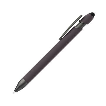 Alpha Soft Touch Dreikant-Kugelschreiber mit Stylus gunmetal