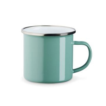Emaille Tasse Fred 8 cm mint mit Stahlring