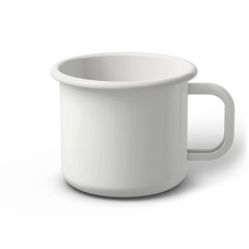 Emaille Tasse 9 cm weiß, weißer Rand, Innenfarbe weiß, (Jumbotasse)
