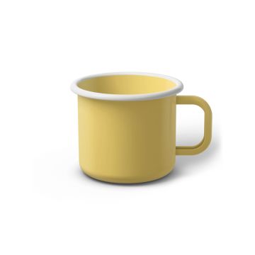 Emaille Tasse 7 cm hellgelb, weißer Rand, Innenfarbe hellgelb, (Cappuccinotasse)