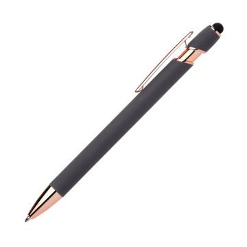 Alpha Soft Touch Gelschreiber Rosegold mit Stylus und Gravur silber
