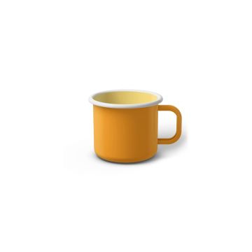Emaille Tasse 5 cm dunkelgelb, weißer Rand, Innenfarbe hellgelb, (Espressotasse)