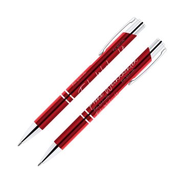 Paragon Weihnachtskugelschreiber metallic mit Frohe Weihnachten dunkelrot