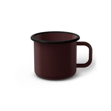 Emaille Tasse 7 cm dunkelbraun, schwarzer Rand, Innenfarbe dunkelbraun, (Cappuccinotasse)