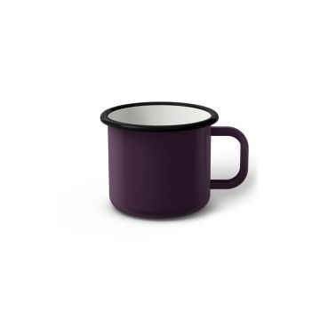 Emaille Tasse 6 cm dunkelviolett, schwarzer Rand, Innenfarbe weiß, (Kaffeetasse)