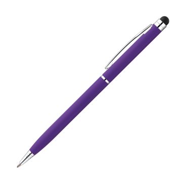 Bassey schlanker Soft-Touch Drehkugelschreiber mit Touchpen