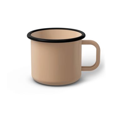 Emaille Tasse 8 cm hellbeige, schwarzer Rand, Innenfarbe hellbeige, (Klassiker)