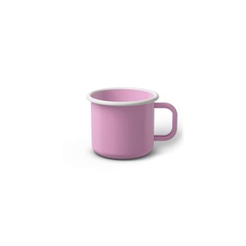Emaille Tasse 5 cm pink, weißer Rand, Innenfarbe pink, (Espressotasse)