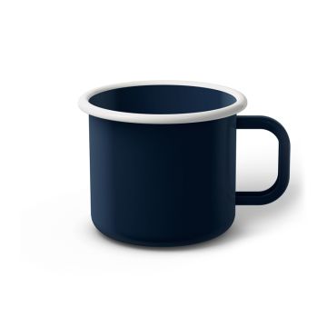 Emaille Tasse 8 cm dunkelblau, weißer Rand, Innenfarbe dunkelblau, (Klassiker)