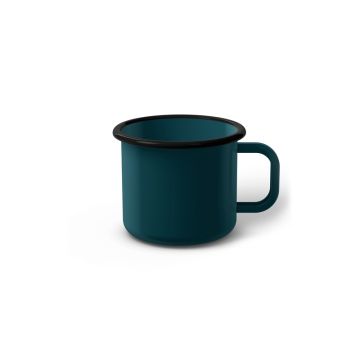Emaille Tasse 6 cm dunkeltürkis, schwarzer Rand, Innenfarbe dunkeltürkis, (Kaffeetasse)