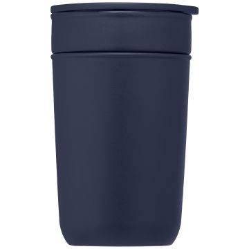 Dylan Keramikbecher mit Außenwand und Deckel aus recyceltem PP, 350 ml