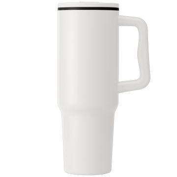 Seattle Doppelwandiger Becher aus recyceltem Edelstahl mit Strohhalm, 1180 ml