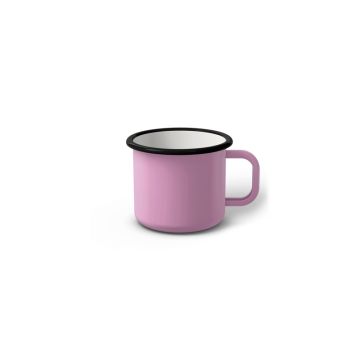Emaille Tasse 5 cm pink, schwarzer Rand, Innenfarbe weiß, (Espressotasse)