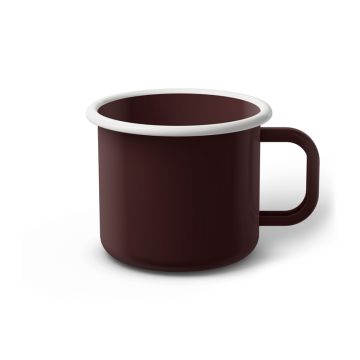 Emaille Tasse 8 cm dunkelbraun, weißer Rand, Innenfarbe dunkelbraun, (Klassiker)