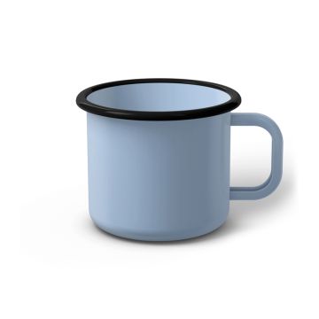 Emaille Tasse 8 cm hellblau, schwarzer Rand, Innenfarbe hellblau, (Klassiker)