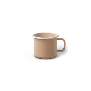 Emaille Tasse 5 cm hellbeige, weißer Rand, Innenfarbe hellbeige, (Espressotasse)