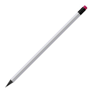 Designbleistift rund schwarz durchgefärbt, weiß matt mit Radierer, FSC neon_pink