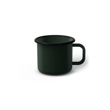 Emaille Tasse 6 cm dunkelgrün, schwarzer Rand, Innenfarbe dunkelgrün, (Kaffeetasse)
