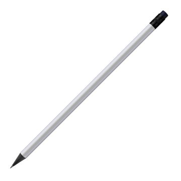 Designbleistift rund schwarz durchgefärbt, weiß matt mit Radierer, FSC dark_blue_