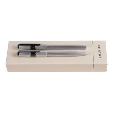 Cerruti 1881 Set Block Brushed Chrome (kugelschreiber & tintenroller)