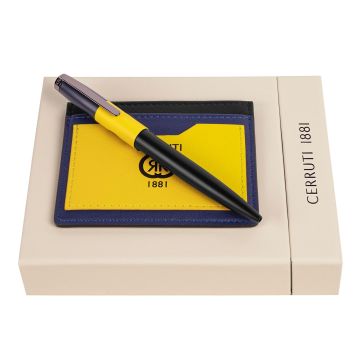 Cerruti 1881 Set Brick Yellow Black Navy (kugelschreiber & visitenkartenetui)