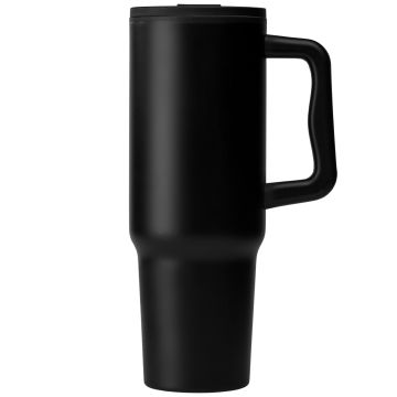 Seattle Doppelwandiger Becher aus recyceltem Edelstahl mit Strohhalm, 1180 ml