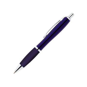 Curvo Metallkugelschreiber chrome mit Softgripgriffzone dunkelblau
