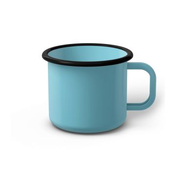 Emaille Tasse 8 cm schwarzer Rand, Innen- und Außenfarbe gleich, (Klassiker)