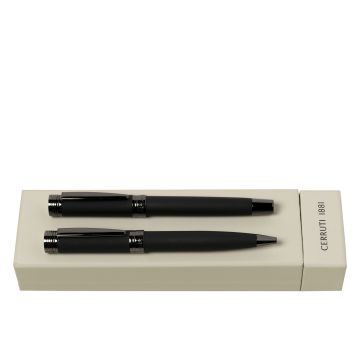 Cerruti 1881 Set Zoom Soft Black (kugelschreiber & füllfederhalter)