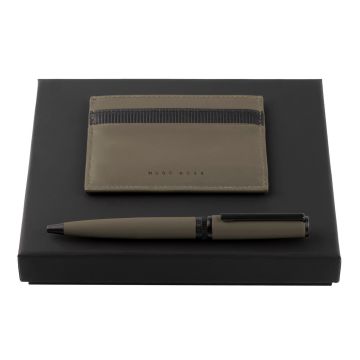 HUGO BOSS Set HUGO BOSS Khaki (kugelschreiber & visitenkartenetui)
