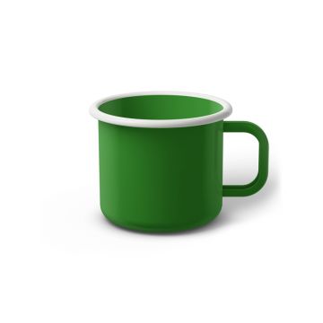 Emaille Tasse 7 cm hellgrün, weißer Rand, Innenfarbe hellgrün, (Cappuccinotasse)