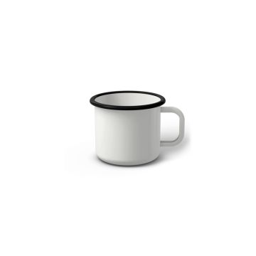 Emaille Tasse Standard 5 cm, weiß mit schwarzem Rand, (Espressotasse)