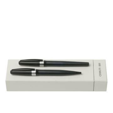 Cerruti 1881 Set Canal Black (kugelschreiber & tintenroller)