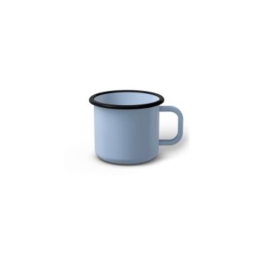 Emaille Tasse 5 cm hellblau, schwarzer Rand, Innenfarbe hellblau, (Espressotasse)