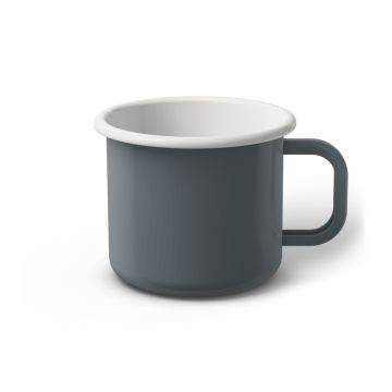 Emaille Tasse 8 cm grau, weißer Rand, Innenfarbe weiß, (Klassiker)